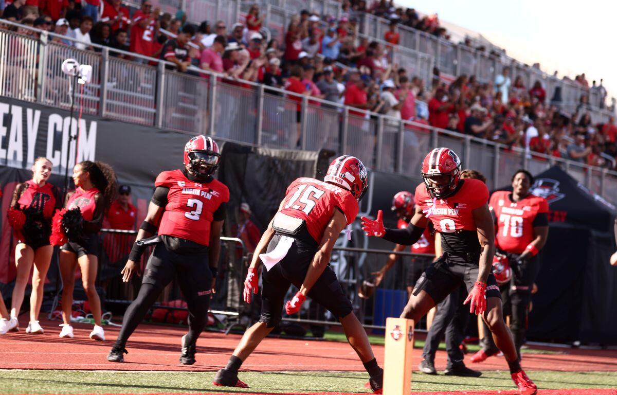 Austin Peay's offense celebrates after scoring against Morehead State on September 12, 2026. (APSU Athletics, Contributed).