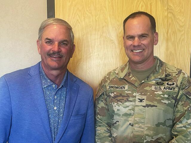 Charlie Koon, left, and Col. Mike Snowden