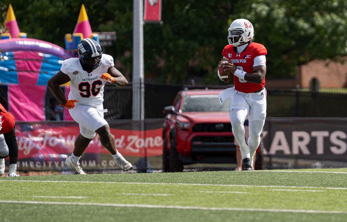 Chris Parson looks to throw the ball against UT Martin on September 26. 2026. (APSU Athletics, Contributed)