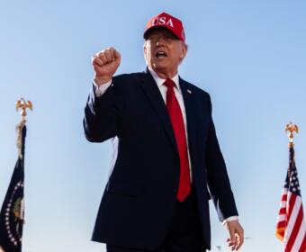 President Donald Trump at Sparrows Point Shipyard, Tuesday, Oct. 6, 2026, in Sparrows Point, Md. (AP Photo/Julia Demaree Nikhinson)