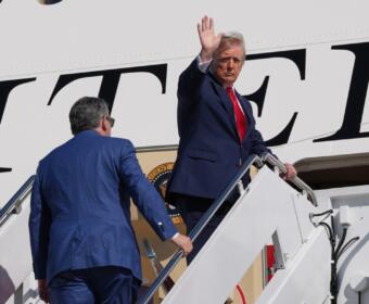 President Donald Trump boards Air Force One, Wednesday, Oct. 7, 2026, at Joint Base Andrews, Md., with Sen. Ted Cruz, R-Texas. (AP Photo/Alex Brandon)