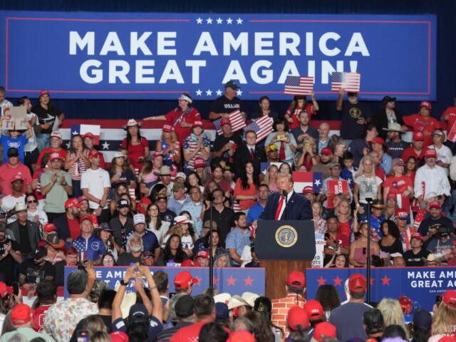 President Donald Trump at a campaign rally at the Freeman Coliseum in San Antonio, Wednesday, Oct. 7, 2026. (AP Photo/Eric Gay)