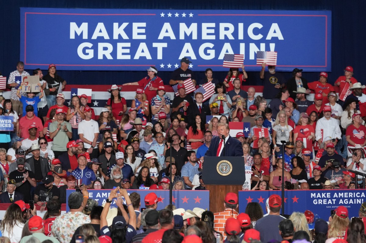 President Donald Trump at a campaign rally at the Freeman Coliseum in San Antonio, Wednesday, Oct. 7, 2026. (AP Photo/Eric Gay)