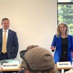 Allie Phillips and Michael Lankford attend the Clarksville Voices for Education Forum at the Clarksville-Montgomery North Branch Library on Sept. 30, 2026 (Patricia Galarza)