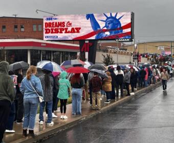 President Donald Trump's midterm rally at F&M Bank Arena in Clarksville, TN, on Oct. 10, 2026. (Patricia Galarza, Clarksville Now)