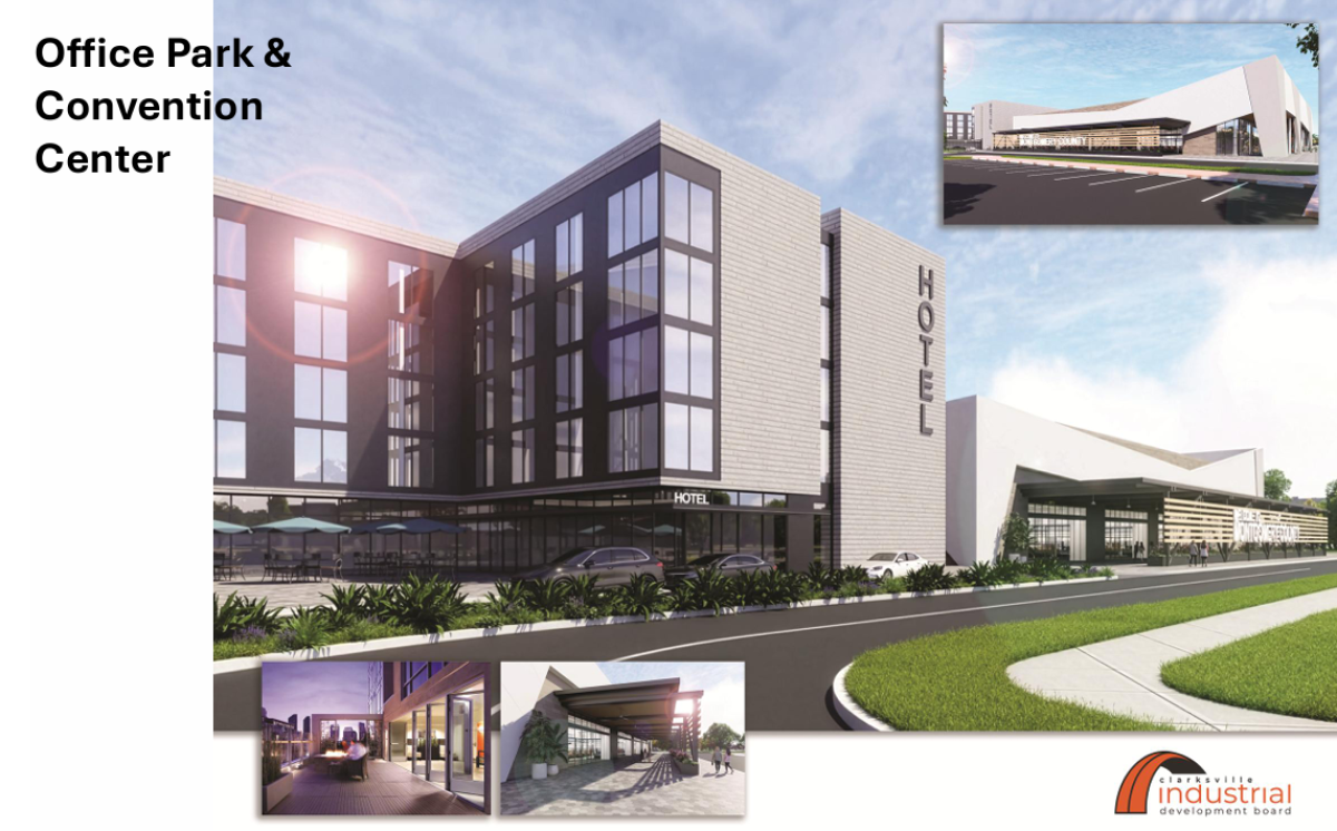 Concept drawings for the Office Park hotel and conference center, as of October 2026. (CMC EDC, contributed)