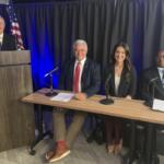 From the left, Van Stokes, Jay Albertia, Erin Yow and Oneal Wiggins at the Chamber of Commerce and Leadership Clarksville political forums on Oct. 5, 2026. (CMC EDC, contributed)