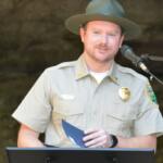 Tennessee State Park Ranger Preston Williams at the Meet the Manager event at Dunbar Cave State Park on Oct. 7, 2026. (Lee Erwin)
