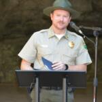 Tennessee State Park Ranger Preston Williams at the Meet the Manager event oat Dunbar Cave State Park on Oct, 7, 2026. (Lee Erwin)