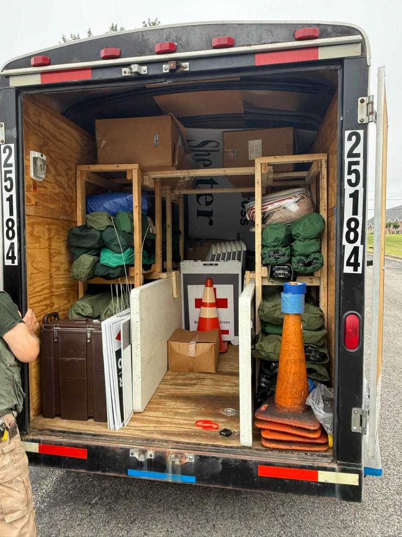 A Red Cross van filled with materials for overnight shelters. (Red Cross, contributed)