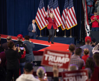 Sen. Marsha Blackburn at President Donald Trump's midterm rally at F&M Bank Arena in Clarksville, TN, on Oct. 10, 2026. (Wesley Irvin, Clarksville Now)