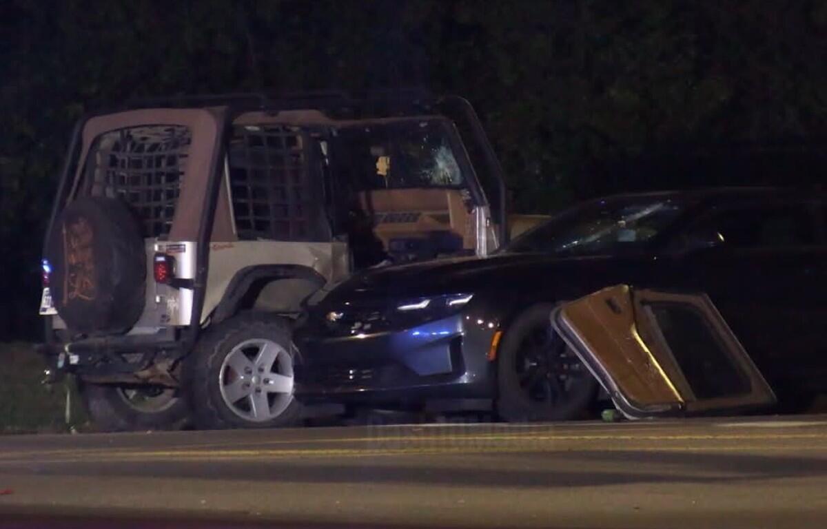 A Jeep and a sedan crashed at the Bypass and Cumberland Drive on Oct. 18, 2026. (Enrique Hernandez, Dash 10 Media)