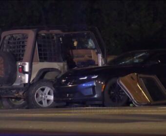 A Jeep and a sedan crashed at the Bypass and Cumberland Drive on Oct. 18, 2026. (Enrique Hernandez, Dash 10 Media)