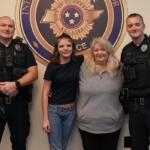From the left, Clarksville Police Officer Christopher Bush, Macy Ray, Paula Bamford and Officer Hunter Mead. (CPD, contributed)