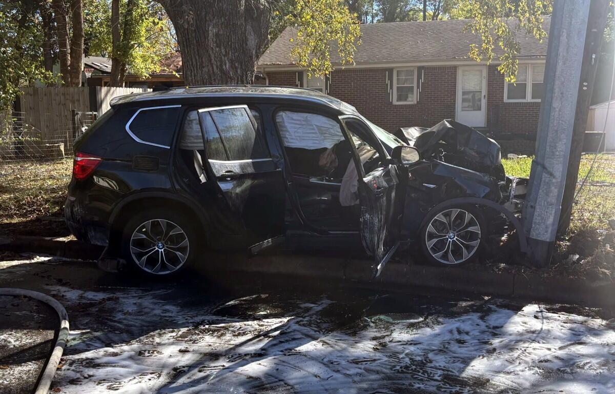 A car crashed and caught fire on Daniel Street after an MCSO pursuit on Oct. 23, 2026. (MCSO, contributed)