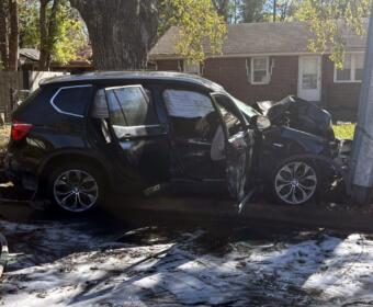 A car crashed and caught fire on Daniel Street after an MCSO pursuit on Oct. 23, 2026. (MCSO, contributed)