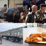 Clockwise from the top left, Konen conviction, George W. Bush at Fort Campbell, JP's Hot Chicken and Trane donates AC units.