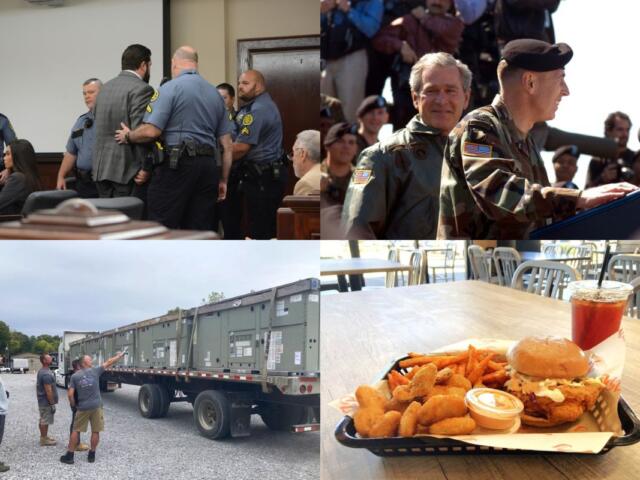 Clockwise from the top left, Konen conviction, George W. Bush at Fort Campbell, JP's Hot Chicken and Trane donates AC units.