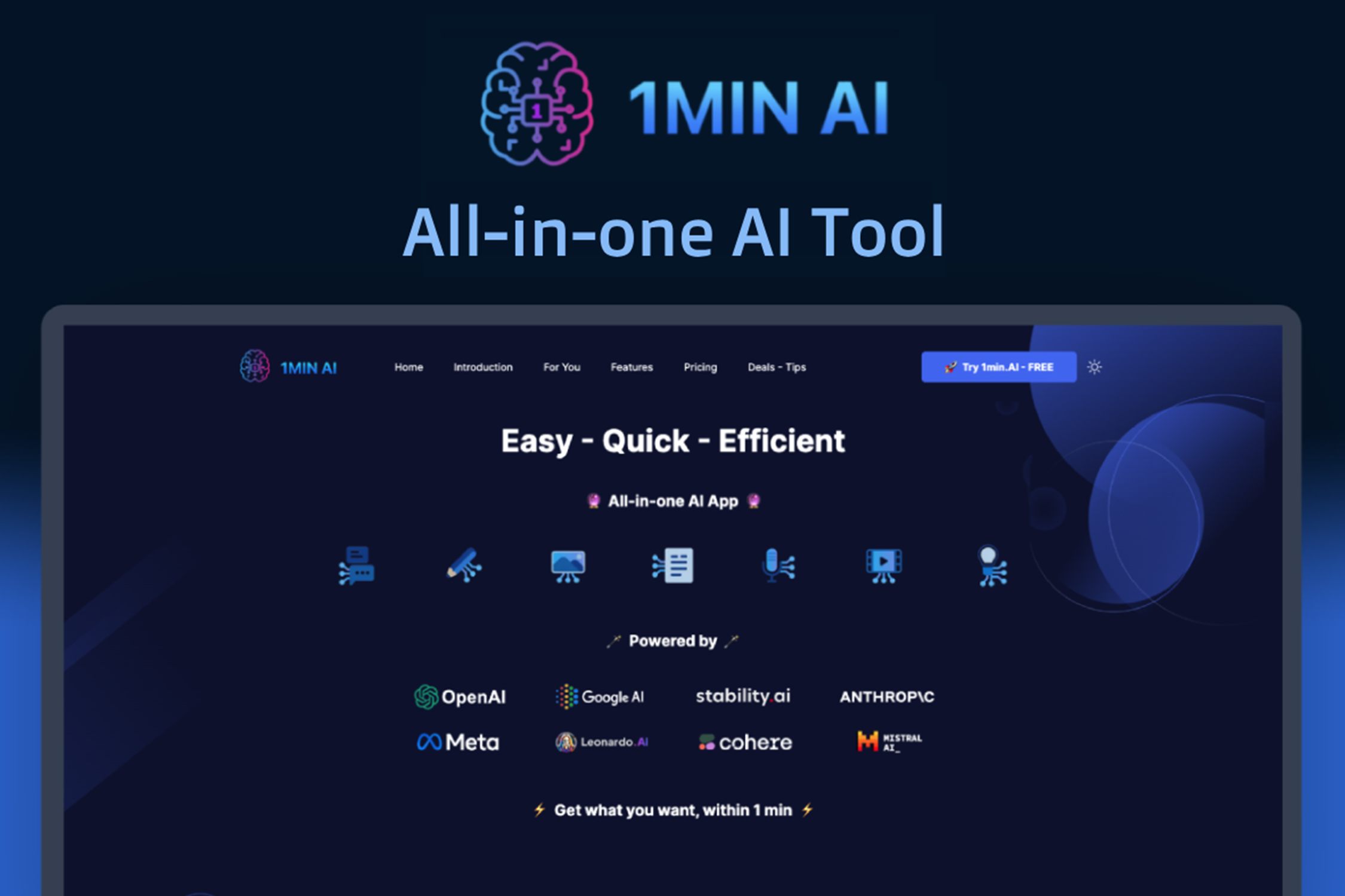 1min.AI Lifetime Plan Offers AI Writing, Image and Video Tools for $69.97