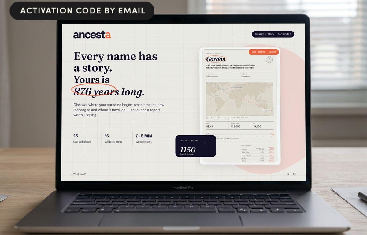 Explore your surname’s history with a $19.99 Ancesta report